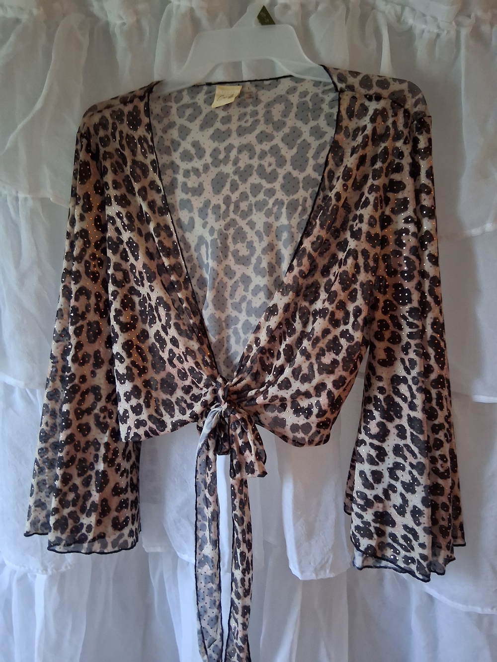 Cotton Candy Leopard Mesh Top - Beige & Gray